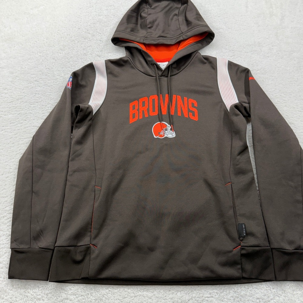 Nike NFL Therma Fit Cleveland Browns Hoodie Sweatshirt Men's Size S Brown Orange